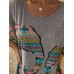 Elephant Print O-neck Short Sleeve Women Casual T-shirts