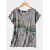 Elephant Print O-neck Short Sleeve Women Casual T-shirts