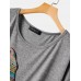 Elephant Print O-neck Short Sleeve Women Casual T-shirts