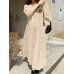 Women Long Sleeve Shirt Pockets Solid Ankle Length Midi Dresses