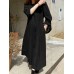 Women Long Sleeve Shirt Pockets Solid Ankle Length Midi Dresses