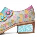 Bohemian Bloom Polychromatic Embossed Flower Splicing Floral Genuine Leather Pumps