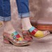 Bohemian Bloom Polychromatic Embossed Flower Splicing Floral Genuine Leather Pumps