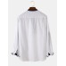 Mens 100% Cotton Stand Collar Three Quarter Sleeve Casual Henley Shirts