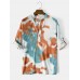 Mens Tie-Dye Waffle Designer Long Sleeve Casual Henley Shirt