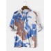 Mens Tie-Dye Waffle Designer Long Sleeve Casual Henley Shirt